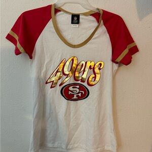 Women's 49ers Tshirt, V neck, gold lettering, NWOT